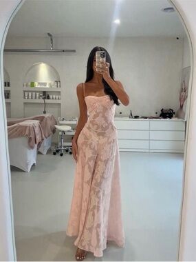 House of CB Blush Pink Lace Maxi Dress